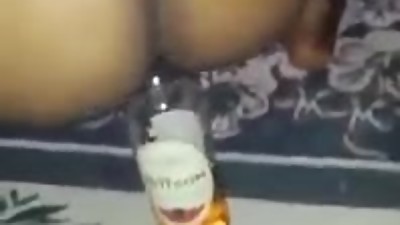 Drunk Girl Fucks Liquor Bottle In Front