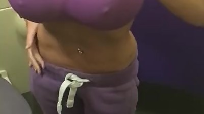 In the train toilet getting my 34JJ tits