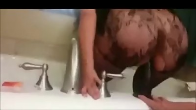 Mature wife and her new black dildo.