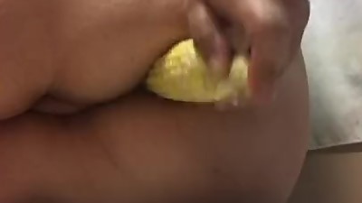 Milf fucks ass with corn