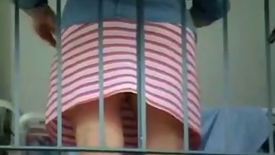 MILF balcony upskirt