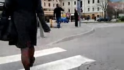 spy mature in black pantyhose