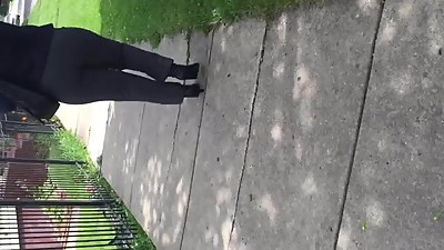 Big juicy booty black MILF in grey dress