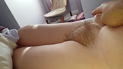 watching the game & rubbing her soft