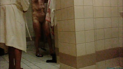 Sauna. Old women show ass and titts.