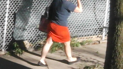 Super Sexy MILF Neighbor Orange Dress