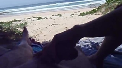 Wife pulling me off on the Beach Pt1