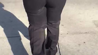 Big booty milf in dark grey dress pants