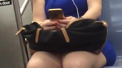 Sexy Blonde In Blue Dress Heels &