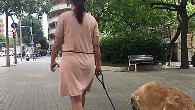 milf walking in barcelona - slow motion