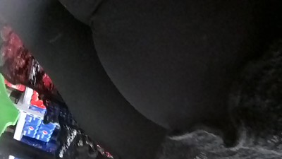 Candid mature ass in black leggings